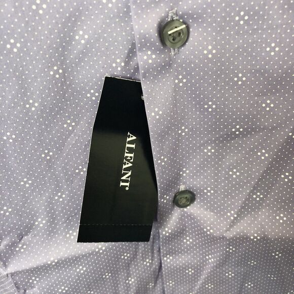Alfani NWT Men's Regular Fit AlfaTech Button Up Lavender w/White Dots Shirt L - Picture 4 of 9